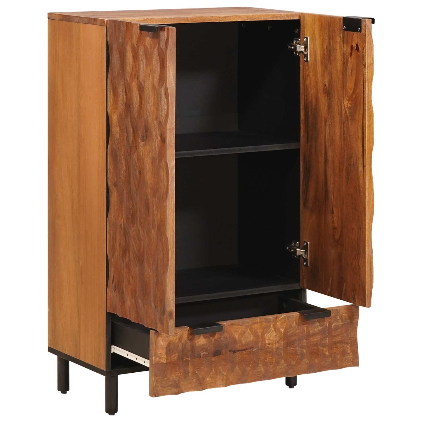 Highboard Acacia Brown Finish 60 x 33 x 100 cm Solid Mango Wood