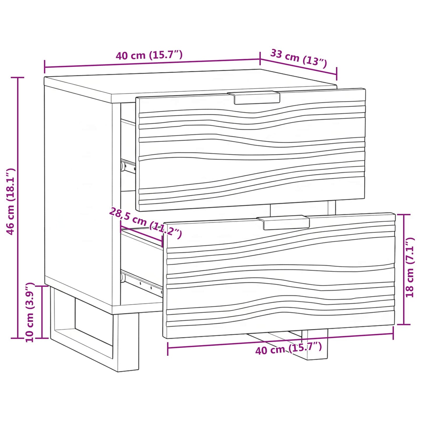 Bedside Cabinet 2 pcs Natural 40 x 33 x 46 cm Engineered Wood