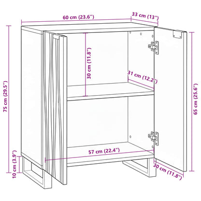 Sideboard Natural 60 x 33.5 x 75 cm Solid Mango Wood