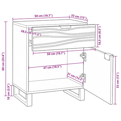 Bedside Cabinet Natural 50 x 33 x 60 cm Engineered Wood