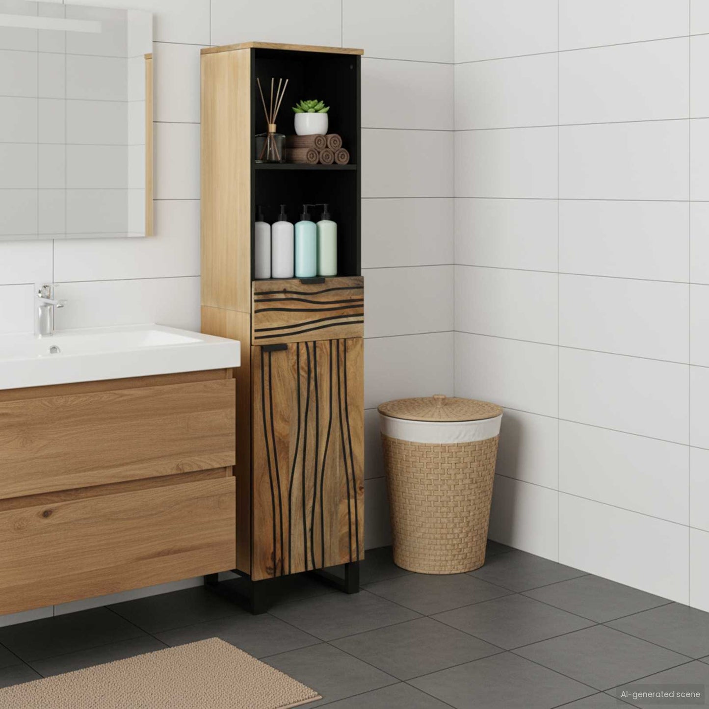 Bathroom Cabinet Natural 38 x 33 x 160 cm Engineered Wood