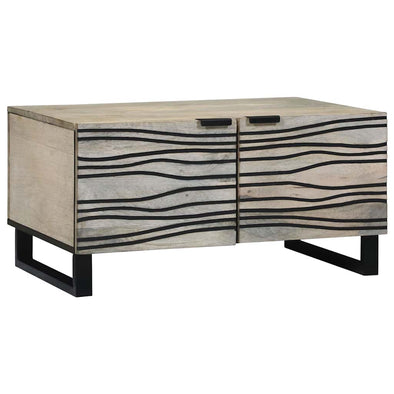Coffee Table White, Black 80 x 50 x 40 cm Solid mango wood