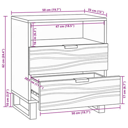 Bedside Cabinet White 50 x 33 x 62 cm Engineered Wood