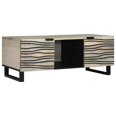 Coffee Table White, Black 100 x 54 x 40 cm Solid mango wood