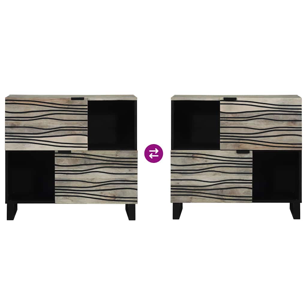Sideboard White 80 x 33 x 75 cm Solid mango wood
