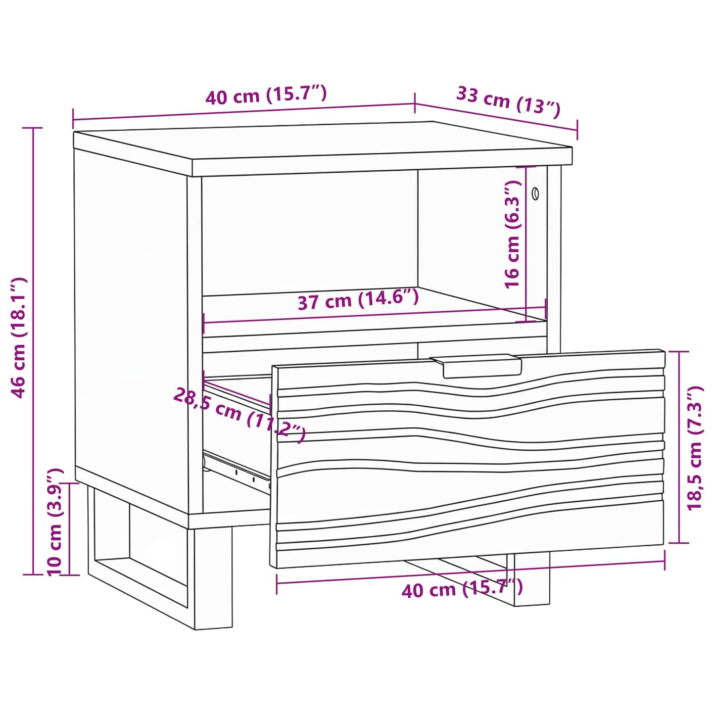 Bedside Cabinet 2 pcs Walnut 40 x 33 x 46 cm Engineered Wood