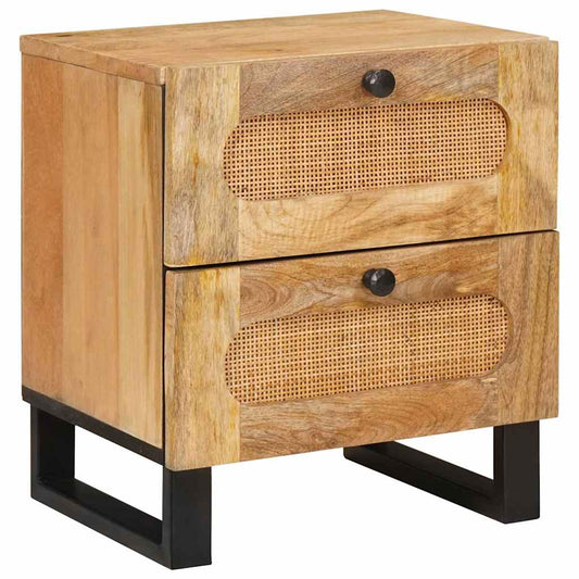 Bedside Cabinet 2 pcs Natural 40 x 33 x 46 cm Solid Mango Wood