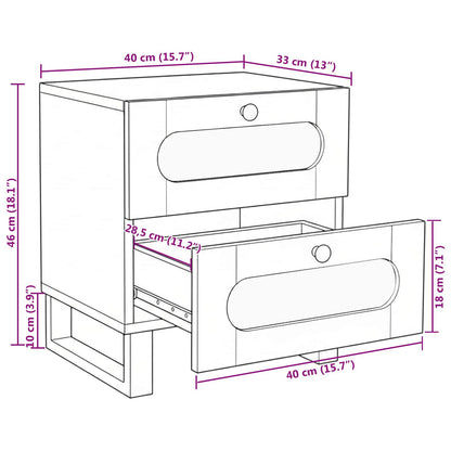 Bedside Cabinet 2 pcs Natural 40 x 33 x 46 cm Solid Mango Wood