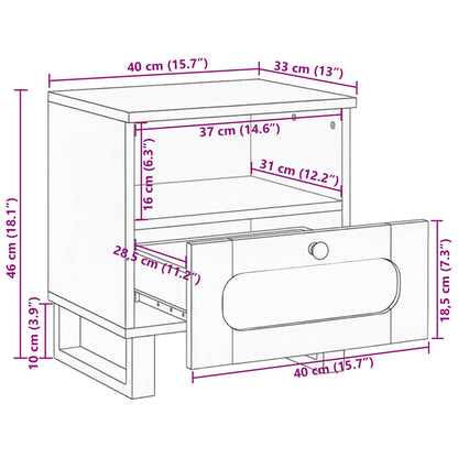 Bedside Cabinet 2 pcs Natural 40 x 33 x 46 cm Solid Mango Wood
