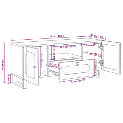 TV Cabinet with Drawer Brown 105 x 33 x 46 cm Solid Mango Wood