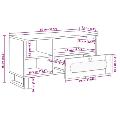 TV Cabinet with Drawer Brown 80 x 33 x 46 cm Solid Mango Wood
