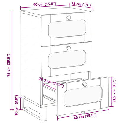 Sideboard with Drawer Brown 40 x 33 x 75 cm Solid Mango Wood