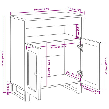 Sideboard with Storage Brown 60 x 33 x 75 cm Solid Mango Wood