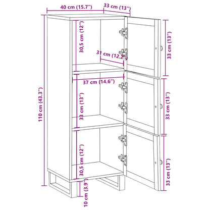 Highboard with Storage Brown 90 x 33 x 75 cm Solid Mango Wood