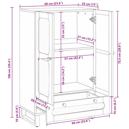 Highboard with Drawer Brown 40 x 33 x 110 cm Solid Mango Wood