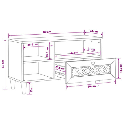 TV Cabinet with Drawer 80 x 33 x 46 cm Solid Mango Wood
