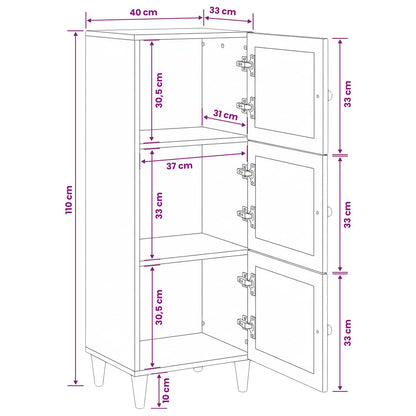 Highboard Light brown 40 x 33 x 110 cm Solid mango wood