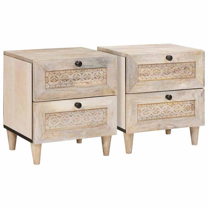 Bedside Cabinet 2 pcs White 40 x 33 x 46 cm Engineered Wood