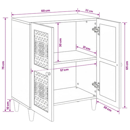 Sideboard White 60 x 33 x 75 cm Solid mango wood