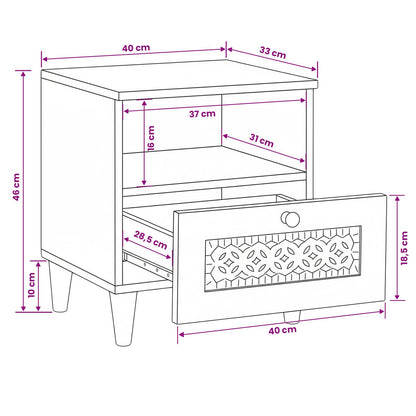 Bedside Cabinet White 40 x 33 x 46 cm Engineered Wood