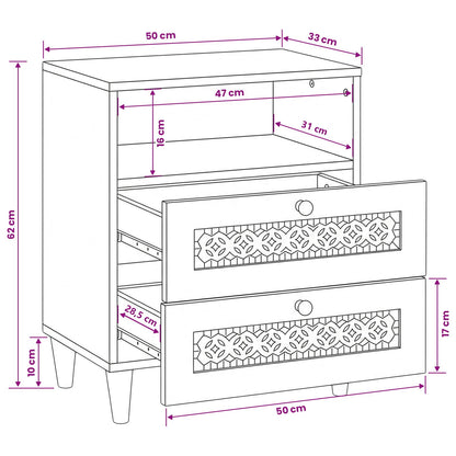 Bedside Cabinet White 50 x 33 x 62 cm Engineered Wood