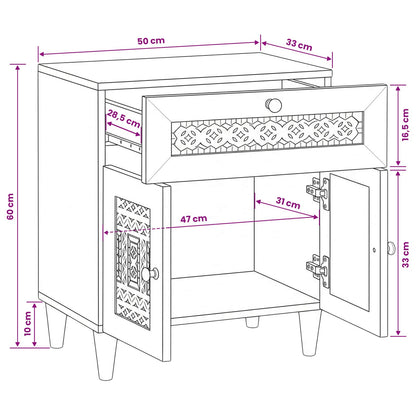 Bedside Cabinet White 50 x 33 x 60 cm Engineered Wood