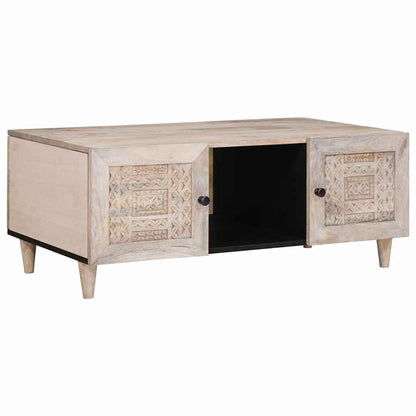 Coffee Table Bleached White 100 x 54 x 40 cm Solid Mango Wood