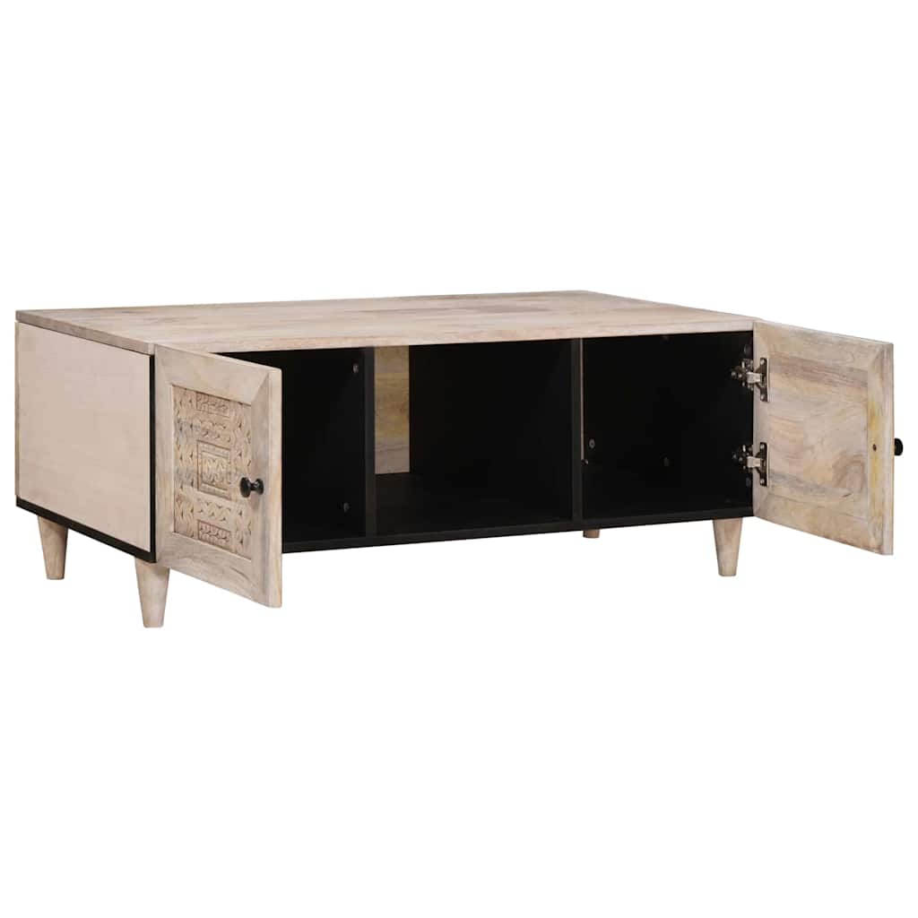 Coffee Table Bleached White 100 x 54 x 40 cm Solid Mango Wood