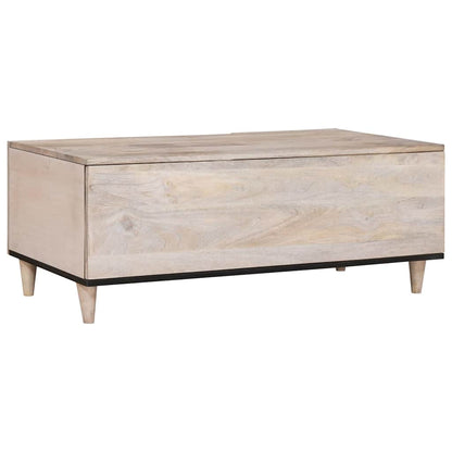 Coffee Table Bleached White 100 x 54 x 40 cm Solid Mango Wood