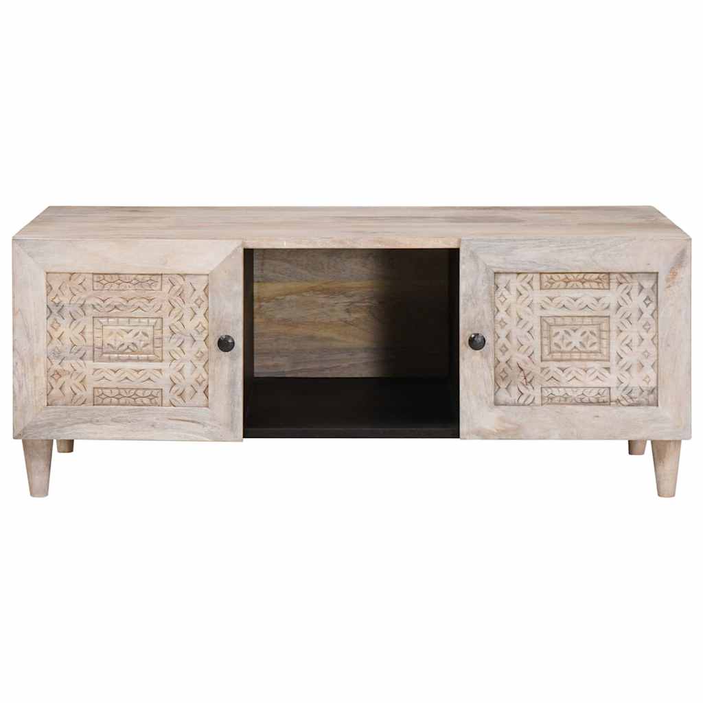 Coffee Table Bleached White 100 x 54 x 40 cm Solid Mango Wood