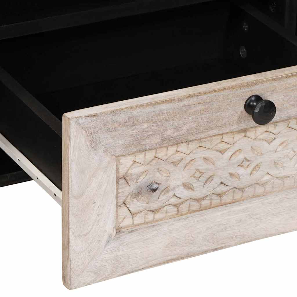 TV Cabinet Bleached White 100 x 33 x 46 cm Solid Mango Wood