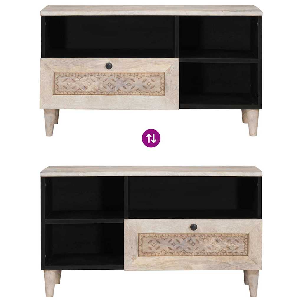 TV Cabinet Bleached White 80 x 33 x 46 cm Solid Mango Wood