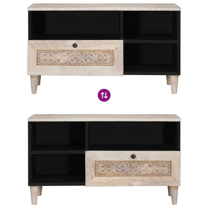 TV Cabinet Bleached White 80 x 33 x 46 cm Solid Mango Wood