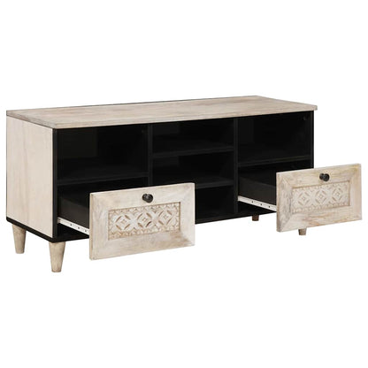 TV Cabinet Bleached White 100 x 33 x 46 cm Solid Mango Wood