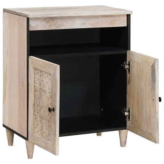 Sideboard Bleached White 60 x 33 x 75 cm Solid Mango Wood