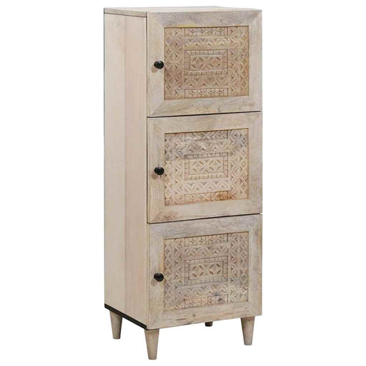Highboard White 40 x 33 x 110 cm Solid mango wood