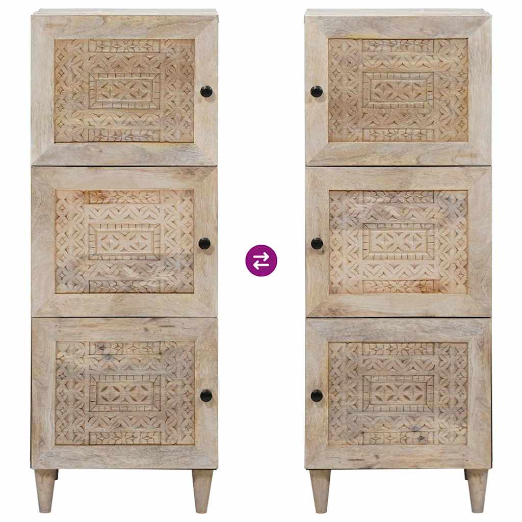 Highboard White 40 x 33 x 110 cm Solid mango wood