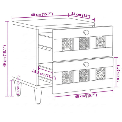 Bedside Cabinet 2 pcs Brown 40 x 33 x 46 cm Solid Mango Wood