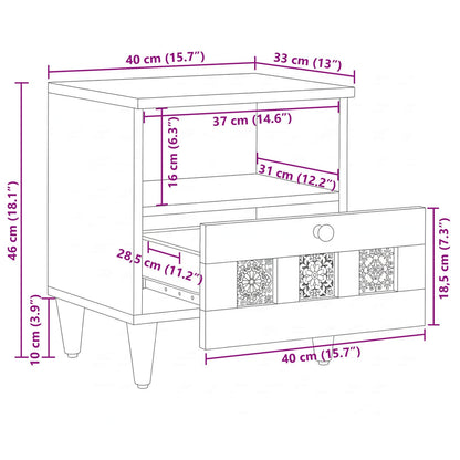 Bedside Cabinet 2 pcs Brown 40 x 33 x 46 cm Solid Mango Wood