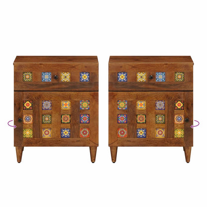 Bedside Cabinet Brown 50 x 33 x 60 cm Solid Mango Wood