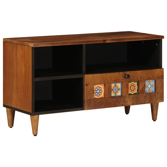 TV Cabinet with Drawer Walnut 80 x 33 x 46 cm Solid Mango Wood