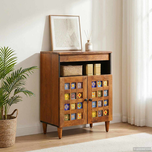 Sideboard Walnut 60 x 33 x 75 cm Solid Mango Wood