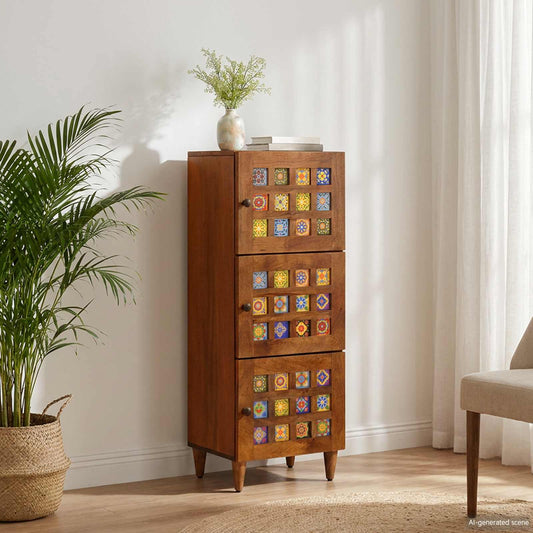 Highboard Walnut 40 x 33 x 110 cm Solid Mango Wood