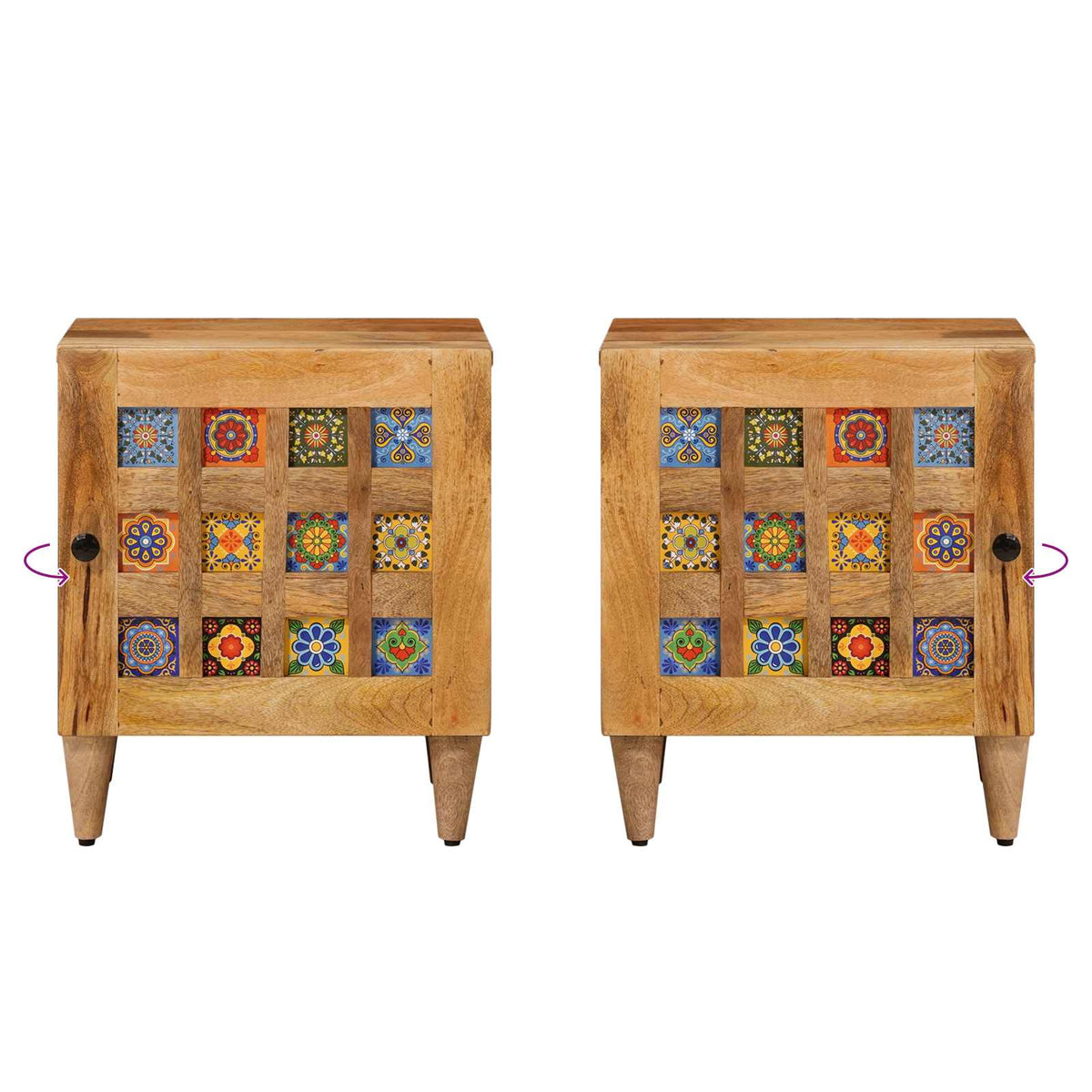 Bedside Cabinet 2 pcs Natural 40 x 33 x 46 cm Solid Mango Wood