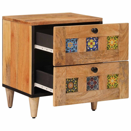 Bedside Cabinet Natural 40 x 33 x 46 cm Solid Mango Wood