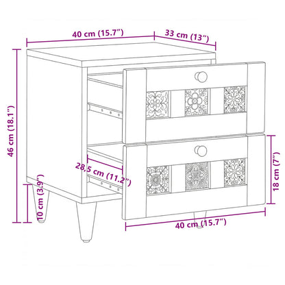Bedside Cabinet Natural 40 x 33.5 x 46 cm Solid Mango Wood