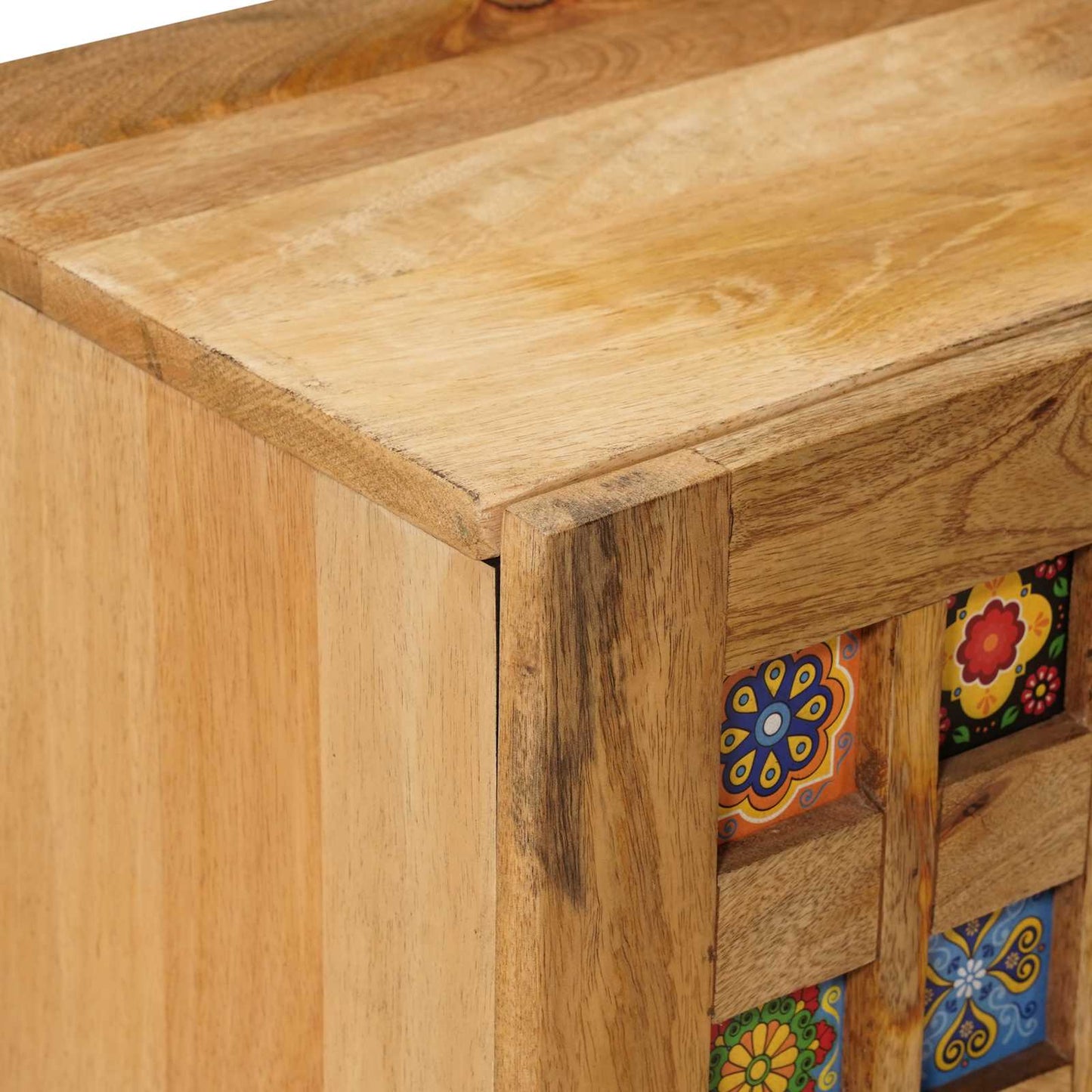 TV Cabinet with Shelf Natural 105 x 33 x 46 cm Solid Mango Wood