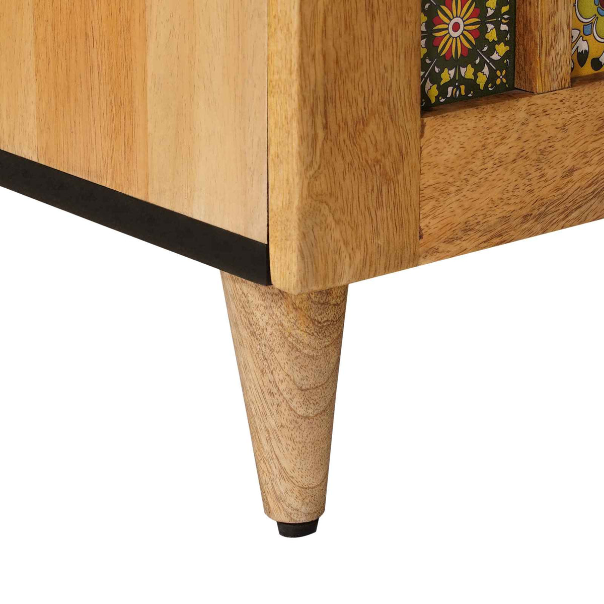 TV Cabinet with Shelf Natural 105 x 33 x 46 cm Solid Mango Wood