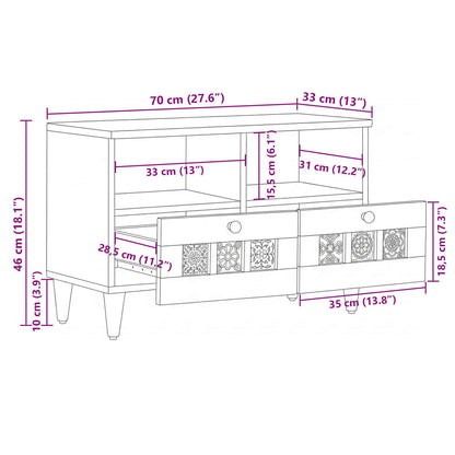 TV Cabinet with Drawer Natural 70 x 33 x 46 cm Solid Mango Wood