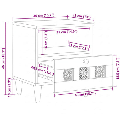 Bedside Cabinet Natural 40 x 33 x 46 cm Solid Mango Wood